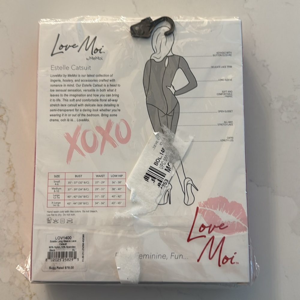 NIB LoveMoi Women's Estelle Long Sleeve Stretch Lace Capri Catsuit XL - Picture 13 of 14